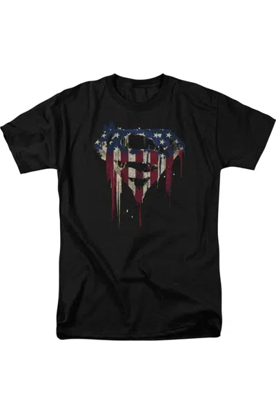 Gildan Superman Bleeding Shield Short Sleeve Adult Tee / T-shirt In Black