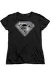 Gildan Superman Bling Shield Short Sleeve Womens Tee / T-shirt In Black