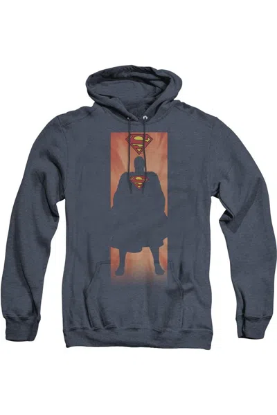 Gildan Superman Block Adult Heather Hoodie / Hooded Sweatshirt In Blue