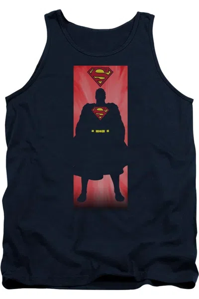 Gildan Superman Block Adult Tank Top In Blue