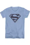 Gildan Superman Blue & Navy Shield Short Sleeve Womens T-shirt In Multi