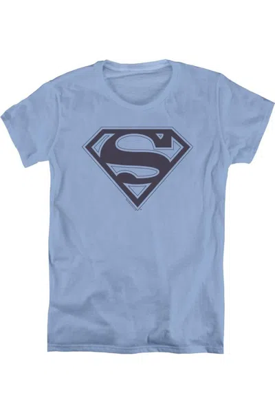 Gildan Superman Blue & Navy Shield Short Sleeve Womens T-shirt In Multi