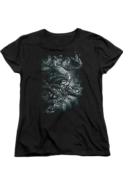 Gildan Superman Break Free Short Sleeve Womens Tee / T-shirt In Black