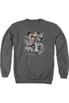 Gildan Superman Break On Through Adult Crewneck Sweatshirt In Pink