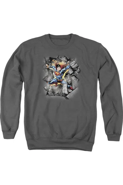 Gildan Superman Break On Through Adult Crewneck Sweatshirt In Pink