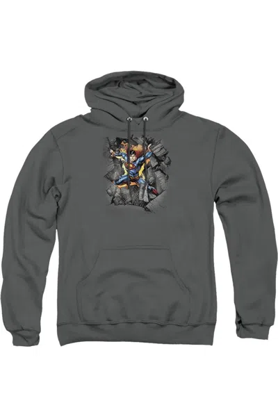 Gildan Superman Break On Through Adult Pull Over Hoodie / Hooded Sweatshirt In Pink