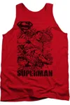 Gildan Superman Breaking Chains Adult Tank Top In Red