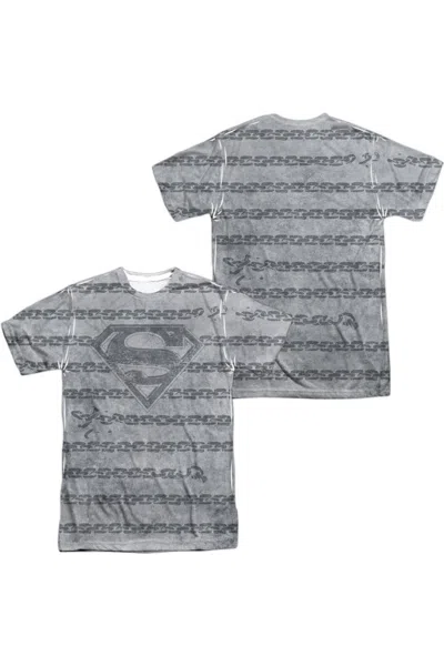 Gildan Superman Breaking Chains All Over (front/back Print) Short Sleeve Adult 100% Poly Crew Tee / T-shirt In White