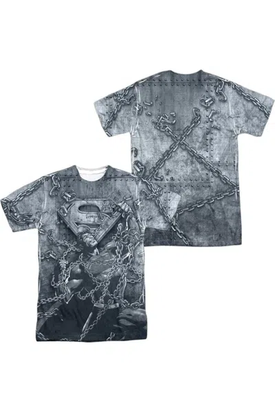 Gildan Superman Breaking Free Short Sleeve Adult Poly Crew Tee / T-shirt In White