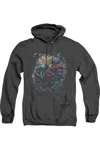 Gildan Superman Breaking Space Adult Heather Hoodie / Hooded Sweatshirt In Black