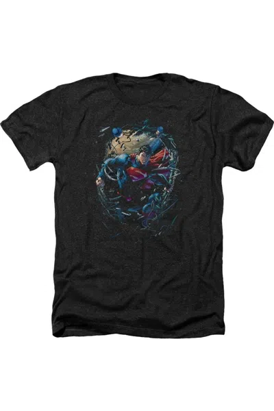 Gildan Superman Breaking Space Adult Heather Tee / T-shirt In Black