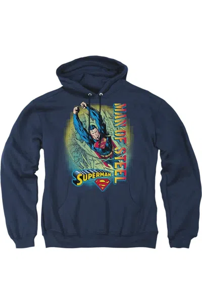 Gildan Superman Breakthrough Adult Pull Over Hoodie / Hooded Sweatshirt In Blue