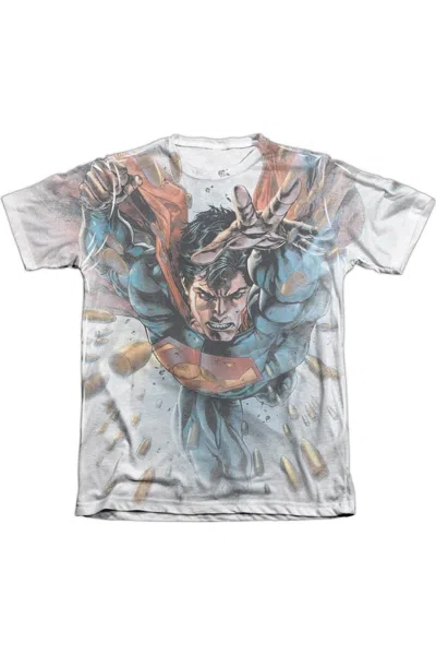 Gildan Superman Bullets In The Sky Adult Poly/cotton Short Sleeve Tee / T-shirt In White