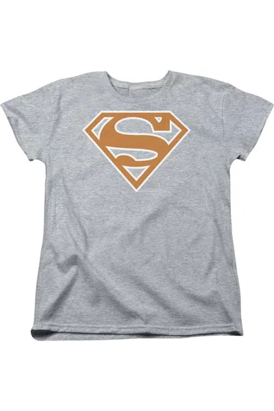 Gildan Superman Burnt Orange & White Shield Short Sleeve Womens T-shirt In Multi