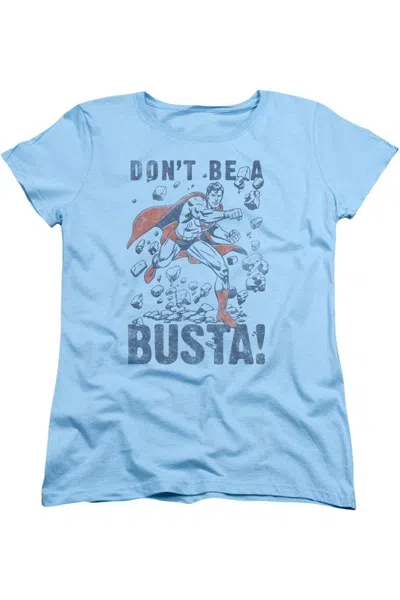 Gildan Superman Busta Short Sleeve Womens Tee / T-shirt In Blue