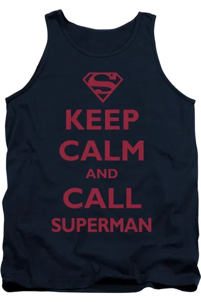 Gildan Superman Call Superman Adult Tank Top In Blue