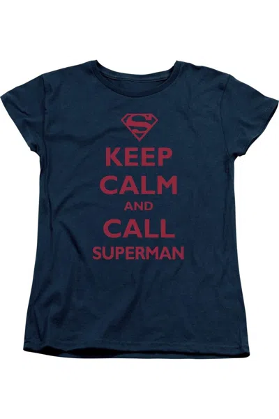 Gildan Superman Call Superman Short Sleeve Womens Tee / T-shirt In Blue