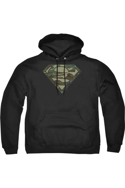 Gildan Superman Camo Logo Adult Pull Over Hoodie / Hooded Sweatshirt In Black