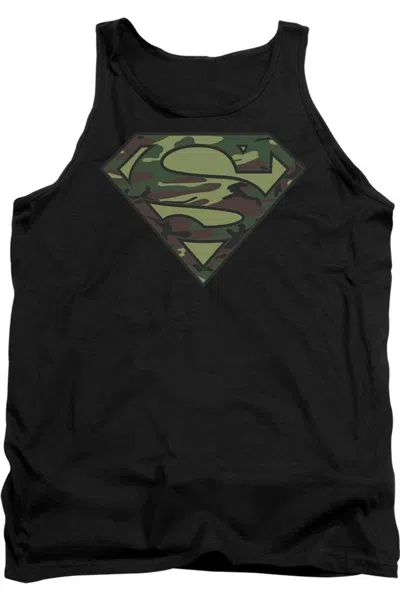 Gildan Superman Camo Logo Adult Tank Top In Black