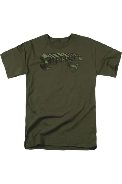 Gildan Superman Camo Logo & Shield Short Sleeve Adult Tee / T-shirt In Green