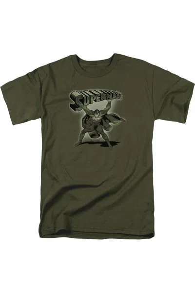 Gildan Superman Camo Logo Short Sleeve Adult Tee / T-shirt In Green