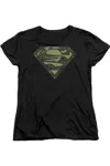 Gildan Superman Camo Logo Short Sleeve Womens Tee / T-shirt In Black