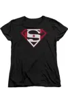 Gildan Superman Canadian Shield Short Sleeve Womens Tee / T-shirt In Black