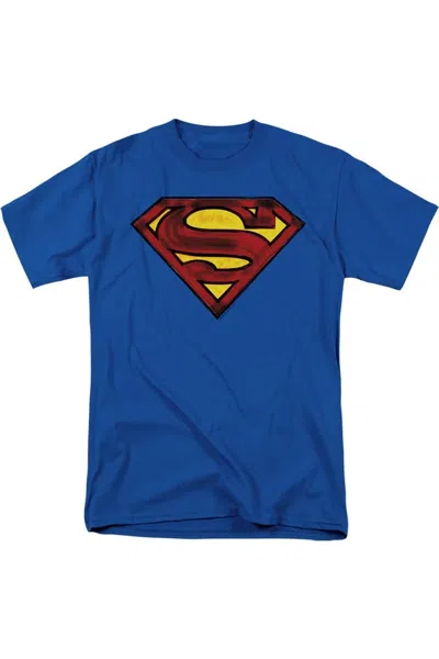 Gildan Superman Charcoal Shield Short Sleeve Adult Tee / T-shirt In Blue