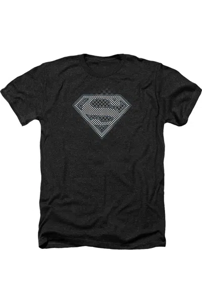 Gildan Superman Checkerboard Adult Heather Tee / T-shirt In Black