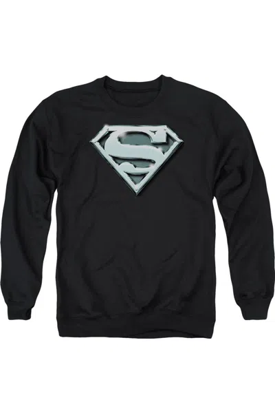 Gildan Superman Chrome Shield Adult Crewneck Sweatshirt In Black