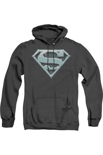 Gildan Superman Chrome Shield Adult Heather Hoodie / Hooded Sweatshirt In Black