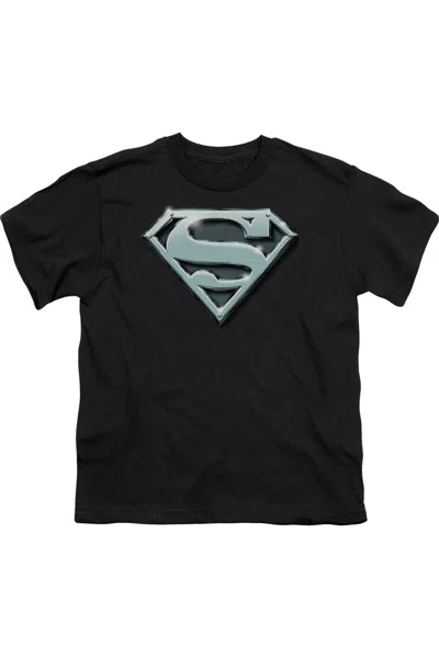 Gildan Kids' Superman Chrome Shield Short Sleeve Toddler Tee / T-shirt In Black