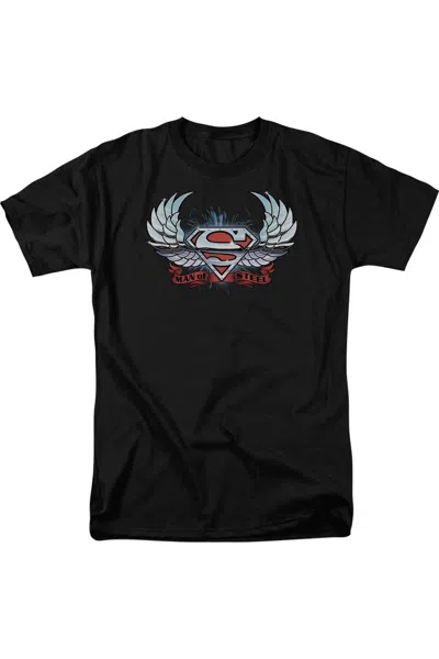 Gildan Superman Chrome Wings Shield Short Sleeve Adult Tee / T-shirt In Black