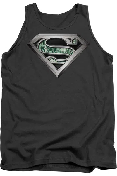 Gildan Superman Circuitry Logo Adult Tank Top In Gray
