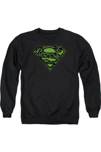 Gildan Superman Circuits Shield Adult Crewneck Sweatshirt In Black