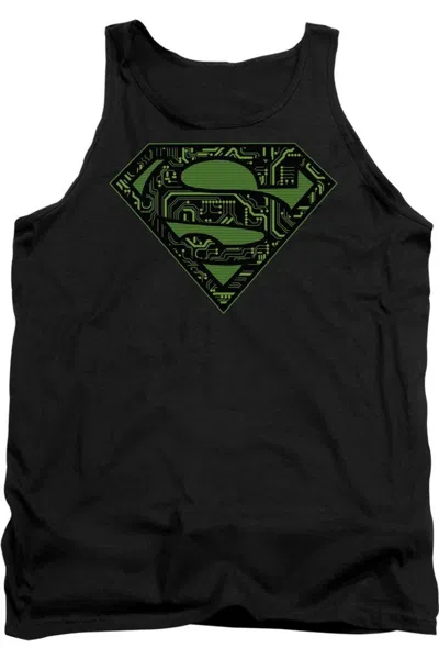 Gildan Superman Circuits Shield Adult Tank Top In Black