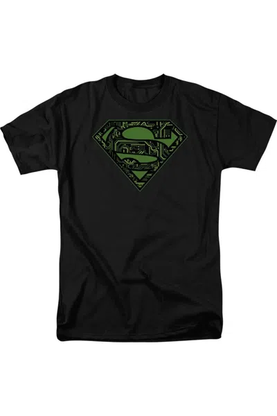 Gildan Superman Circuits Shield Short Sleeve Adult Tee / T-shirt In Black