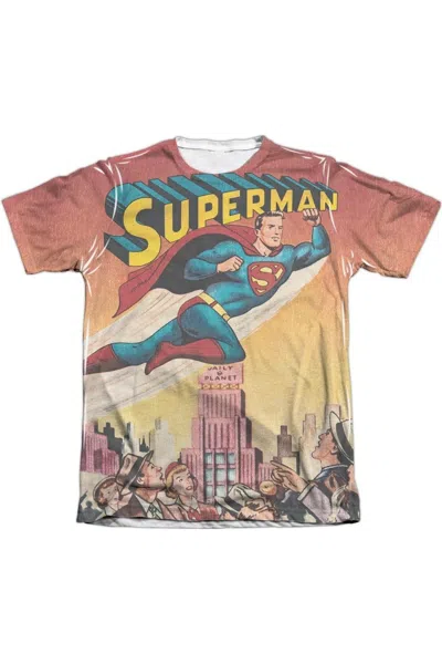Gildan Superman City Flying Adult Poly/cotton Short Sleeve Tee / T-shirt In White