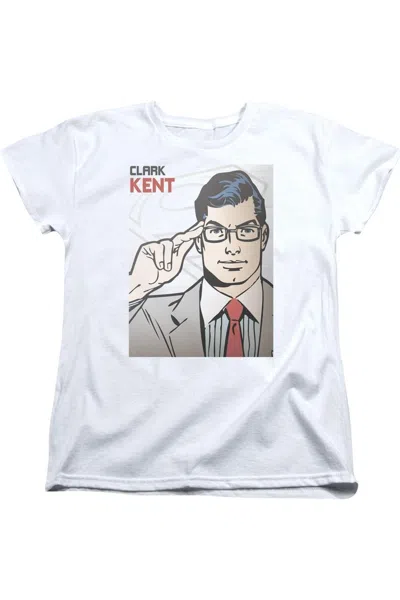 Gildan Superman Clark Kent Cover Short Sleeve Womens T-shirt In White