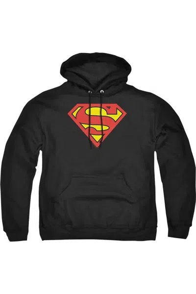 Gildan Superman Classic Logo Adult Pull Over Hoodie / Hooded Sweatshirt In Black