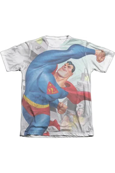 Gildan Superman Classic Robots Adult Poly/cotton Short Sleeve Tee / T-shirt In White