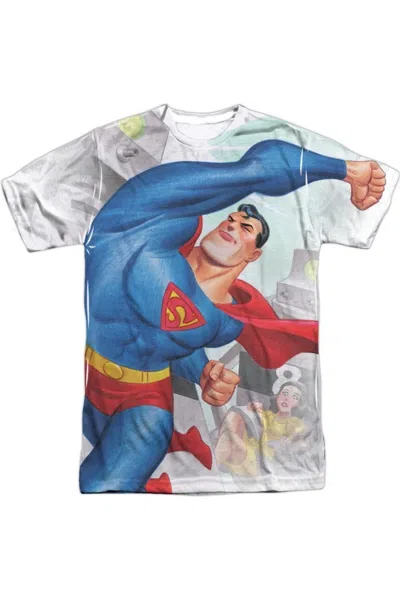 Gildan Superman Classic Robots Short Sleeve Adult Poly Crew Tee / T-shirt In White
