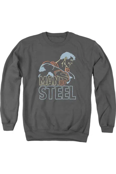 Gildan Superman Colored Lines Adult Crewneck Sweatshirt In Pink
