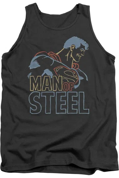 Gildan Superman Colored Lines Adult Tank Top In Pink