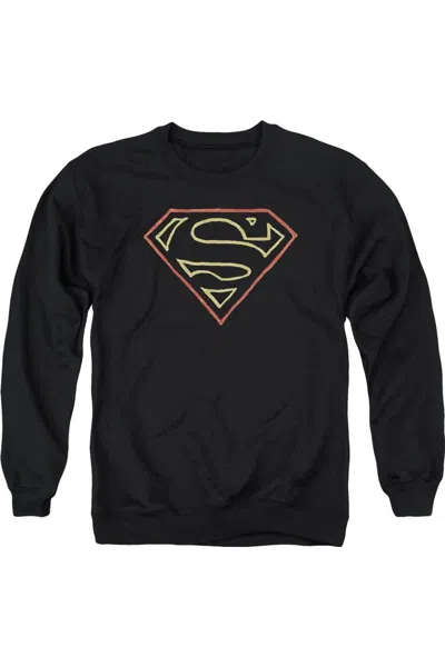 Gildan Superman Colored Shield Adult Crewneck Sweatshirt In Black