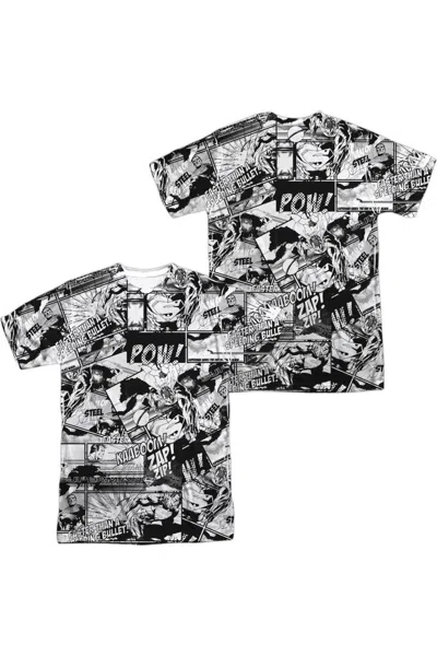 Gildan Kids' Superman Comic Strips (front/back Print) Short Sleeve Adult 100% Poly Crew Tee / T-shirt In Black