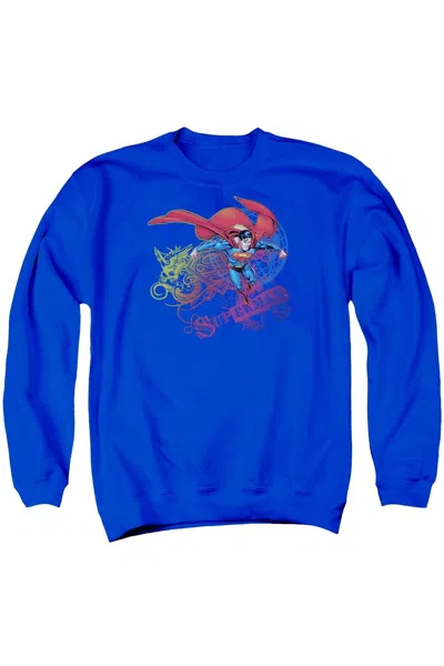 Gildan Superman Cool Word Supes Adult Crewneck Sweatshirt In Blue