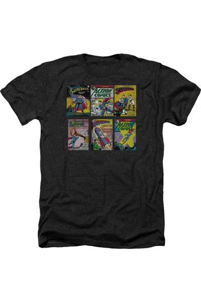 Gildan Superman Covers Adult Heather Tee / T-shirt In Black