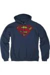 Gildan Superman Crackle S Adult Pull Over Hoodie / Hooded Sweatshirt In Blue
