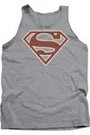 Gildan Superman Crimson & Cream Shield Adult Tank Top In Multi